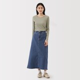 婦人　なめらかリブ編みクルーネック長袖Ｔシャツ