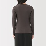 婦人　なめらかリブ編みクルーネック長袖Ｔシャツ