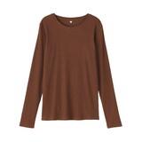 婦人　なめらかリブ編みクルーネック長袖Ｔシャツ