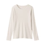 婦人　なめらかリブ編みクルーネック長袖Ｔシャツ