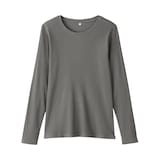 婦人　なめらかリブ編みクルーネック長袖Ｔシャツ
