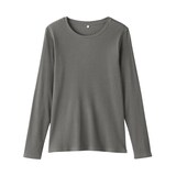 婦人　なめらかリブ編みクルーネック長袖Ｔシャツ