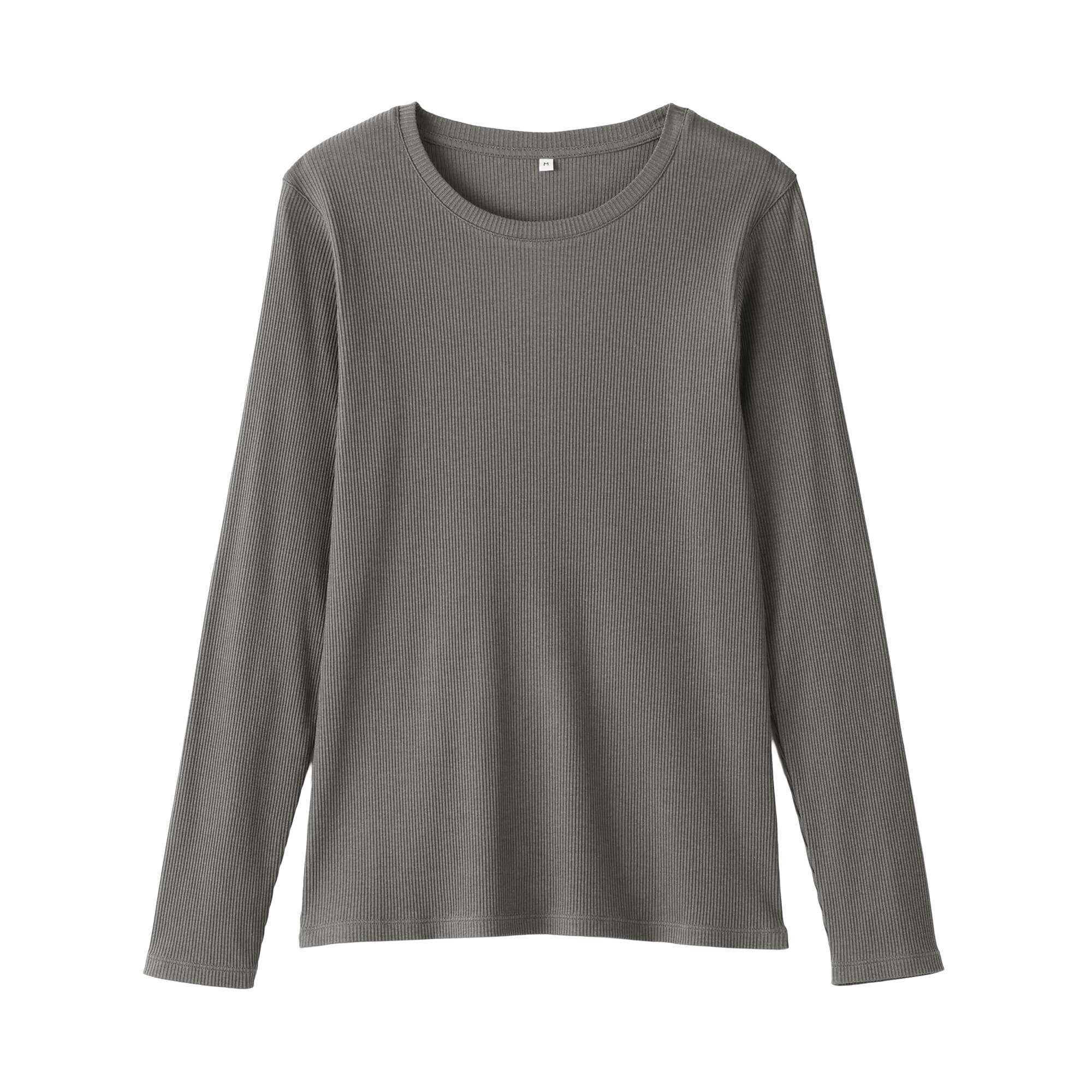 婦人　なめらかリブ編みクルーネック長袖Ｔシャツ