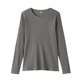 婦人　なめらかリブ編みクルーネック長袖Ｔシャツ