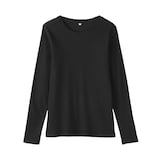 婦人　なめらかリブ編みクルーネック長袖Ｔシャツ