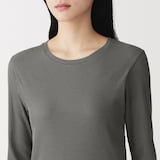 婦人　なめらかリブ編みクルーネック長袖Ｔシャツ