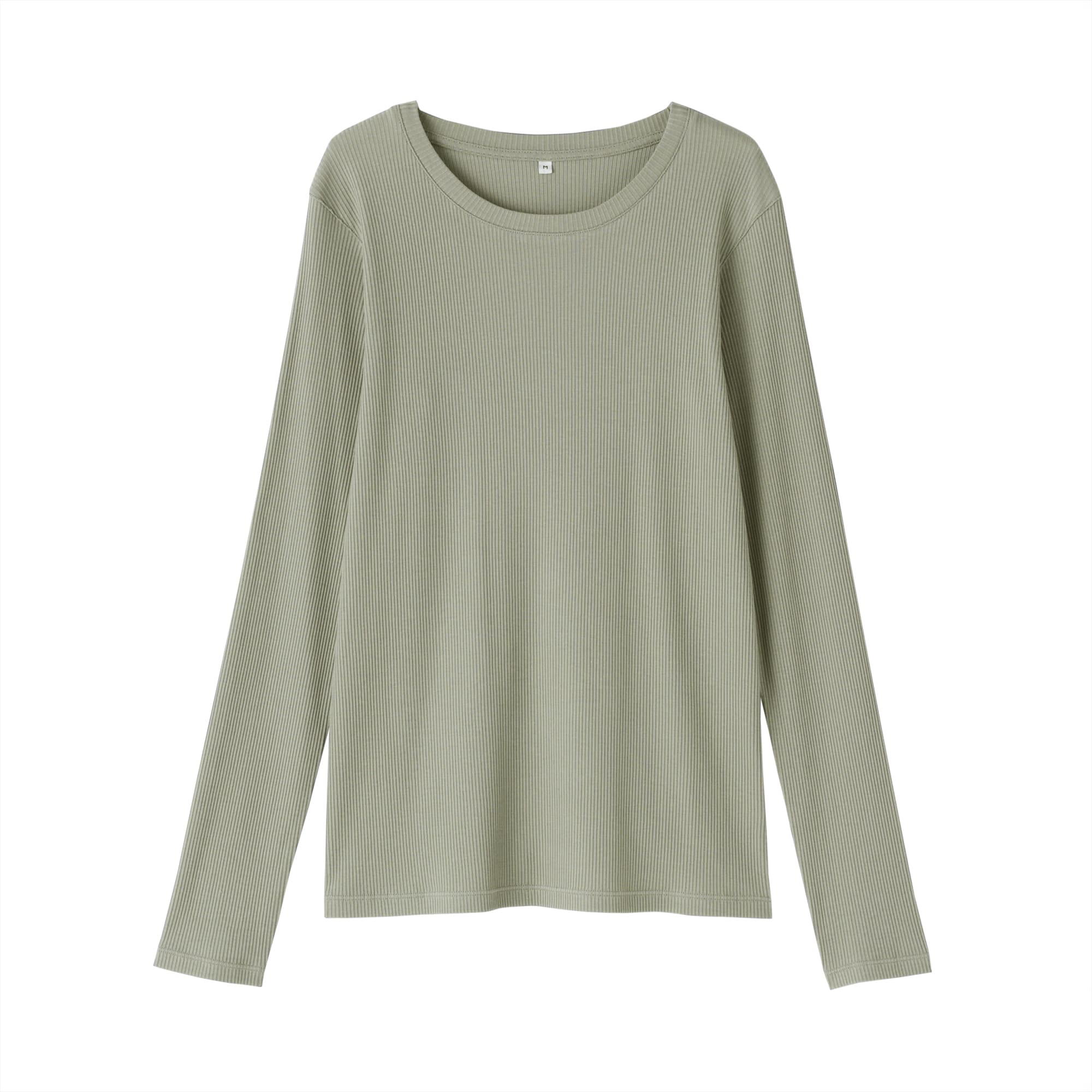 婦人　なめらかリブ編みクルーネック長袖Ｔシャツ