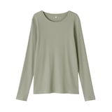 婦人　なめらかリブ編みクルーネック長袖Ｔシャツ