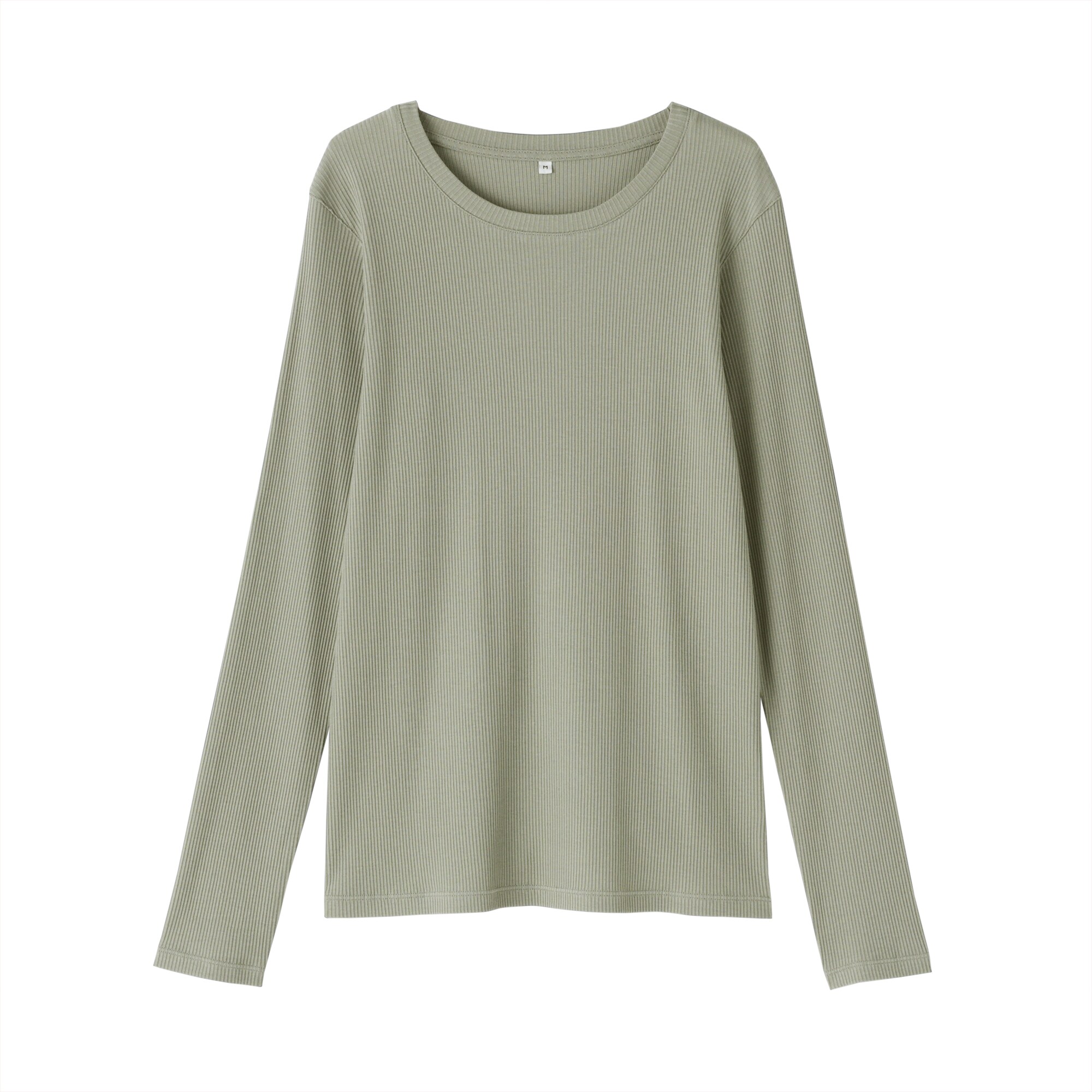 婦人　なめらかリブ編みクルーネック長袖Ｔシャツ