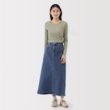 婦人　なめらかリブ編みクルーネック長袖Ｔシャツ