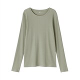 婦人　なめらかリブ編みクルーネック長袖Ｔシャツ