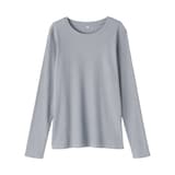 婦人　なめらかリブ編みクルーネック長袖Ｔシャツ