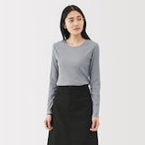 婦人　なめらかリブ編みクルーネック長袖Ｔシャツ