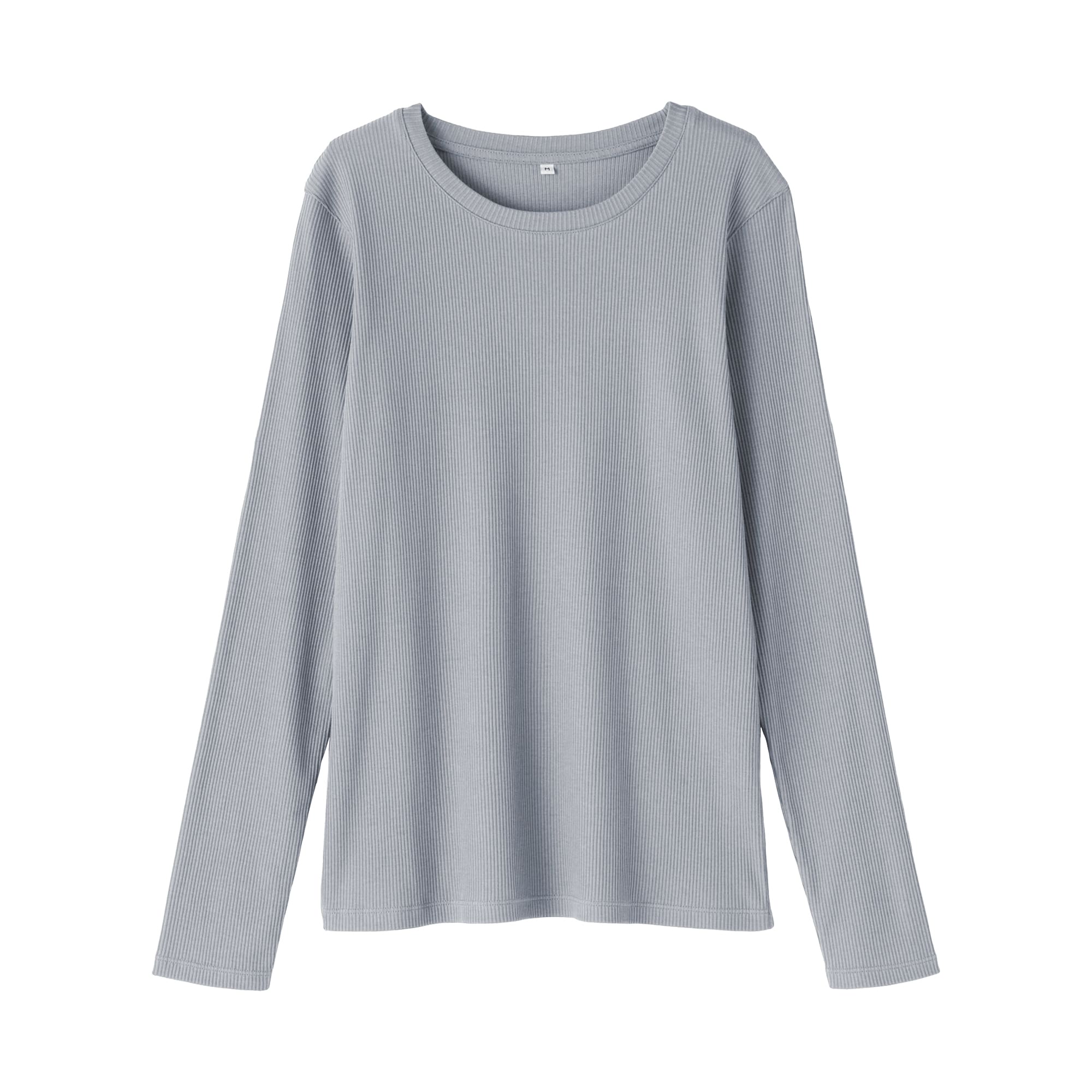 婦人　なめらかリブ編みクルーネック長袖Ｔシャツ