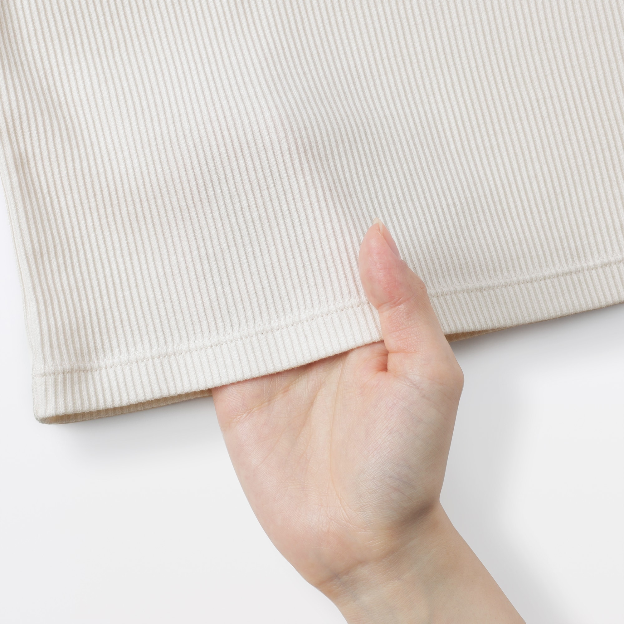 婦人　なめらかリブ編みクルーネック長袖Ｔシャツ