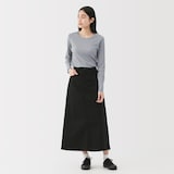 婦人　なめらかリブ編みクルーネック長袖Ｔシャツ