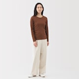 婦人　なめらかリブ編みクルーネック長袖Ｔシャツ