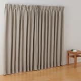 麻平織太番手プリーツカーテン２倍ヒダ／生成