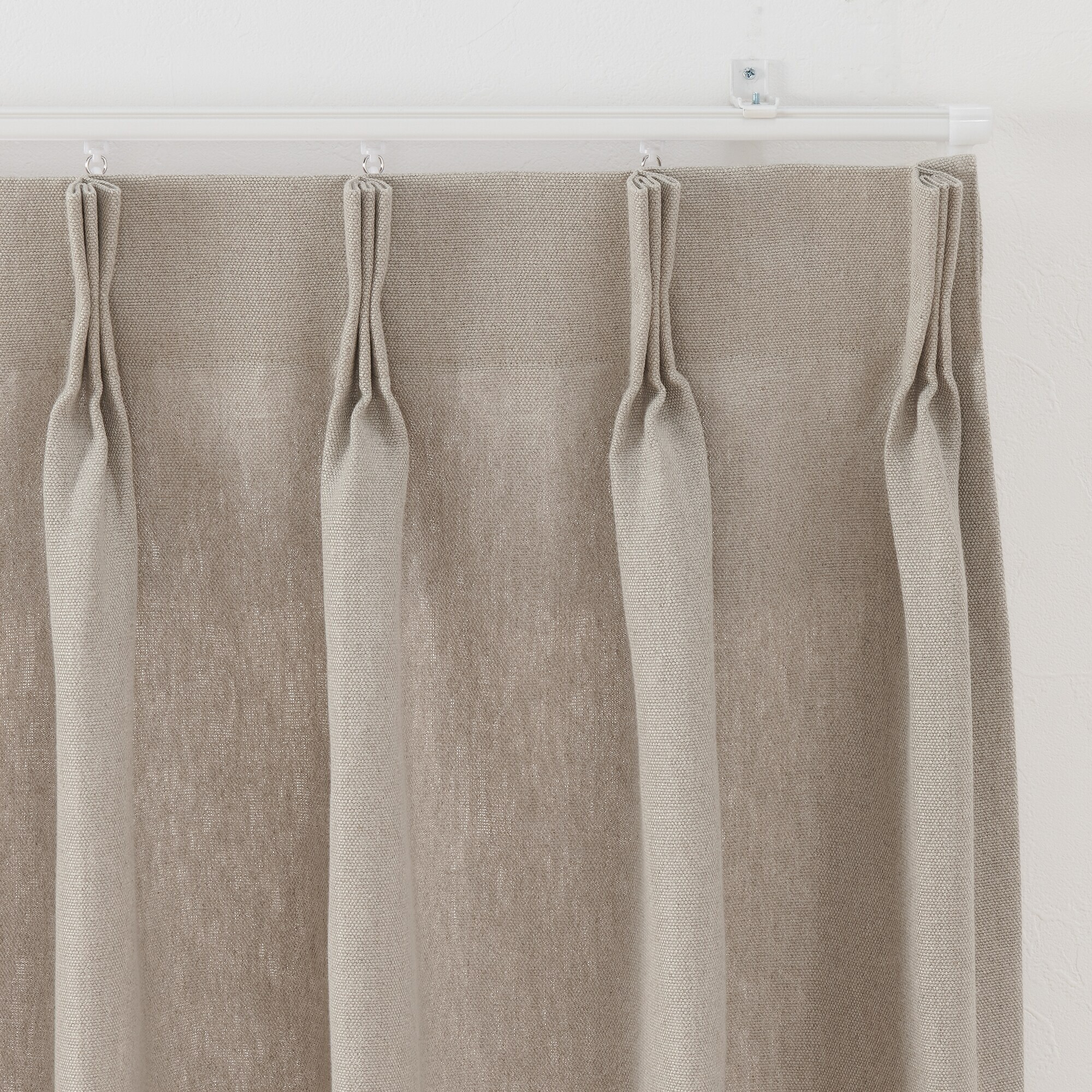 麻平織太番手プリーツカーテン２倍ヒダ／生成