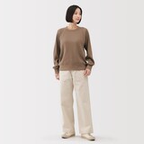 婦人　ワッフル編みクルーネック長袖Ｔシャツ