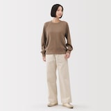 婦人　ワッフル編みクルーネック長袖Ｔシャツ