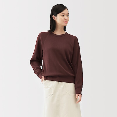 婦人　ワッフル編みクルーネック長袖Ｔシャツ