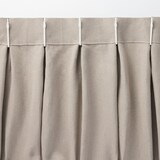 麻平織太番手プリーツカーテン２倍ヒダ／生成