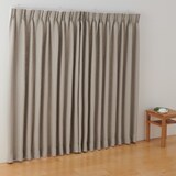 麻平織太番手プリーツカーテン２倍ヒダ／生成