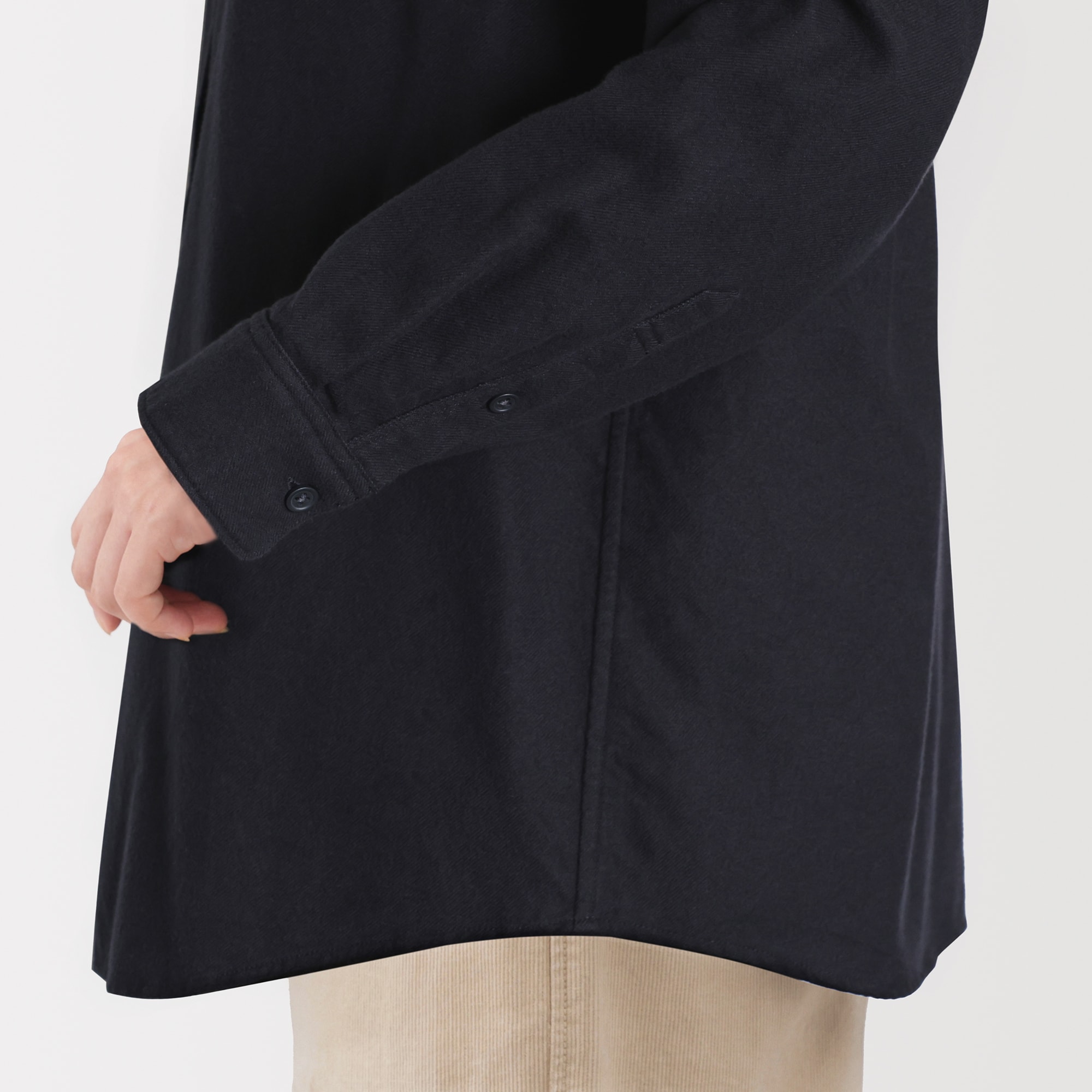 婦人　両面起毛フランネルレギュラーカラー長袖シャツ