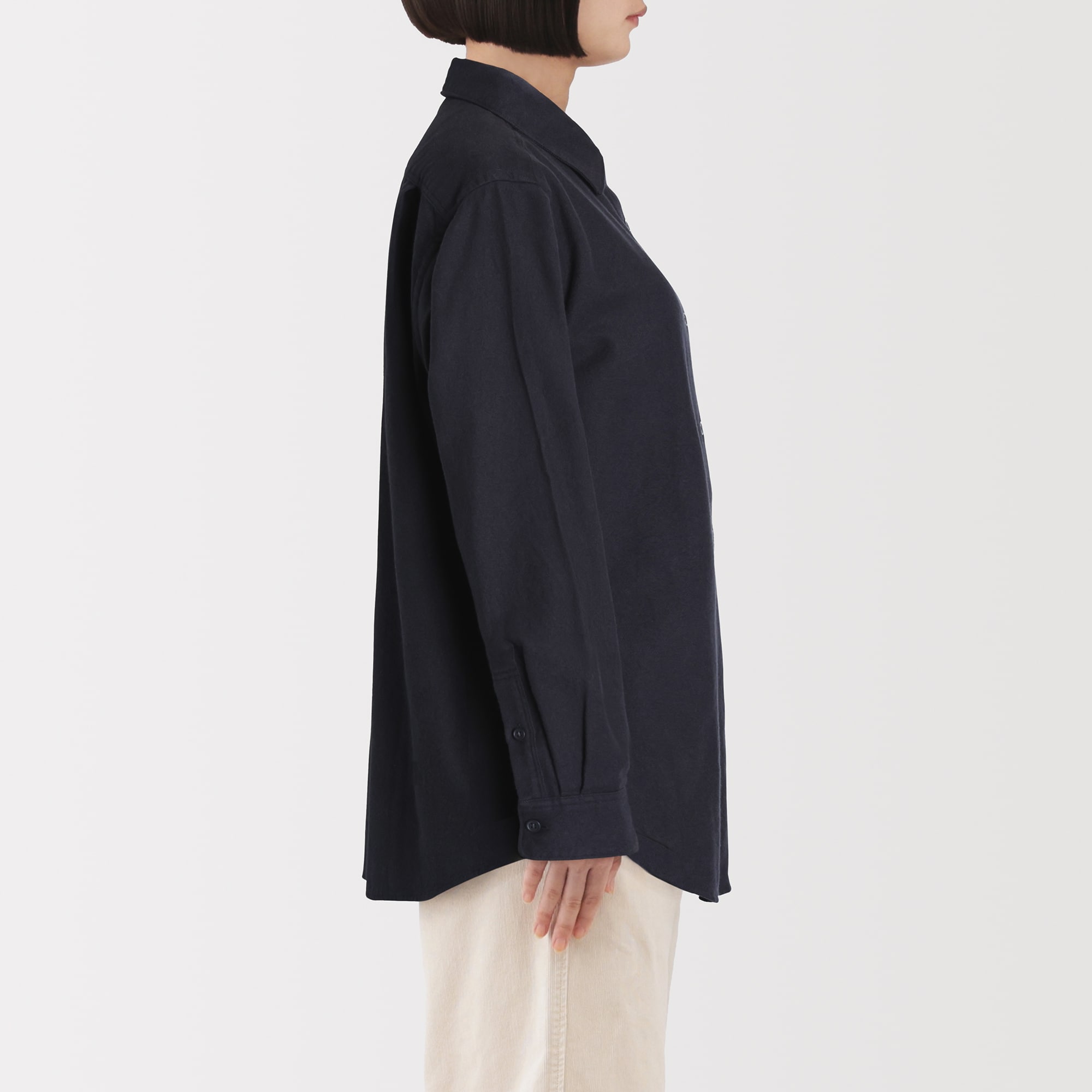 婦人 両面起毛フランネルレギュラーカラー長袖シャツ | 無印良品
