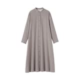 婦人　両面起毛フランネルスタンドカラー長袖ワンピース