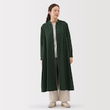 婦人　両面起毛フランネルスタンドカラー長袖ワンピース