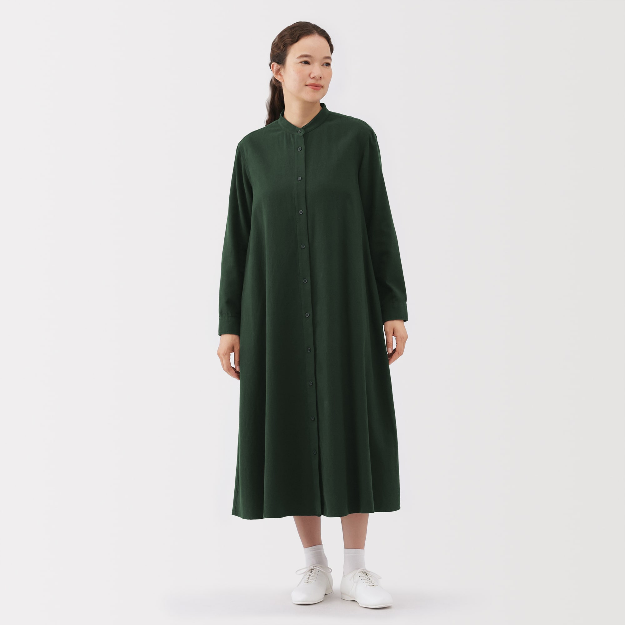 り*た様 支給品　スキンスーツ　イギリス代表　ナショナルチーム　ワンピース　長袖 婦人 両面起毛フランネルスタンドカラー長袖ワンピース | 無印良品