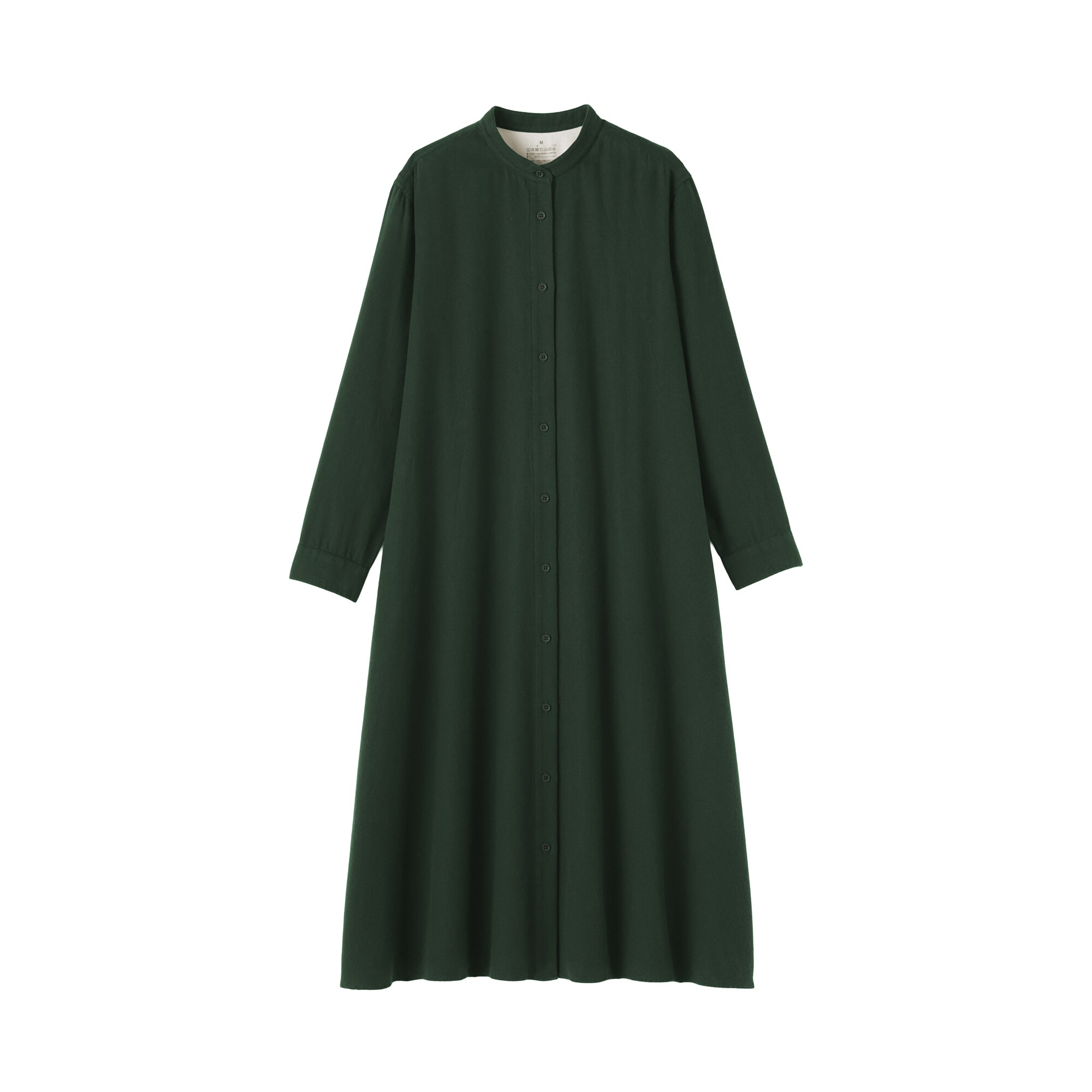 婦人 両面起毛フランネルスタンドカラー長袖ワンピース | 無印良品