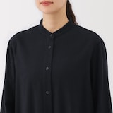 婦人　両面起毛フランネルスタンドカラー長袖ワンピース