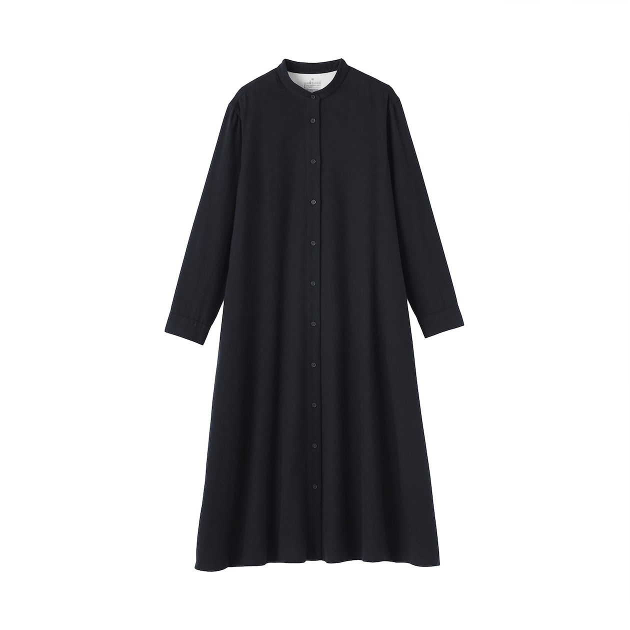 婦人　両面起毛フランネルスタンドカラー長袖ワンピース