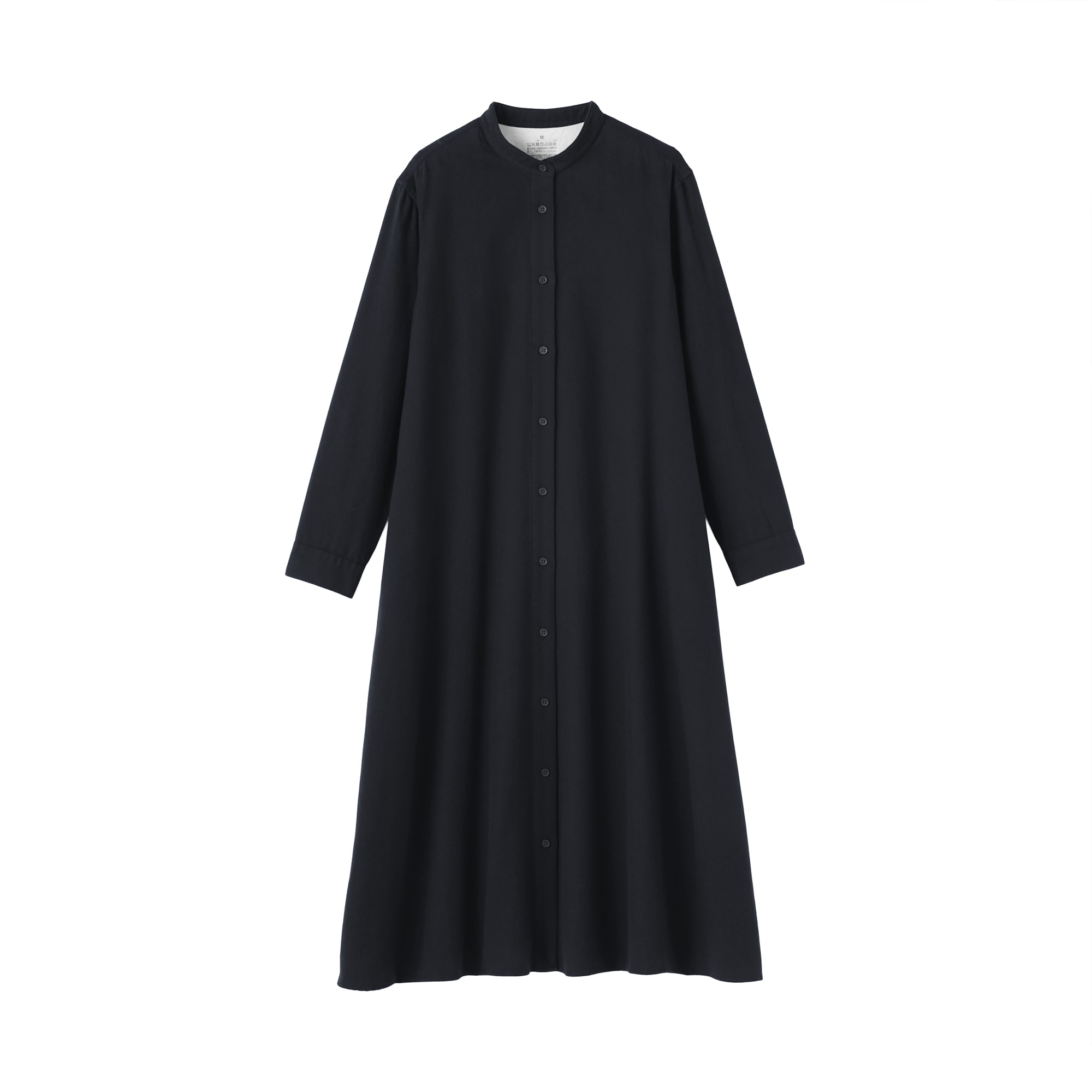 婦人　両面起毛フランネルスタンドカラー長袖ワンピース