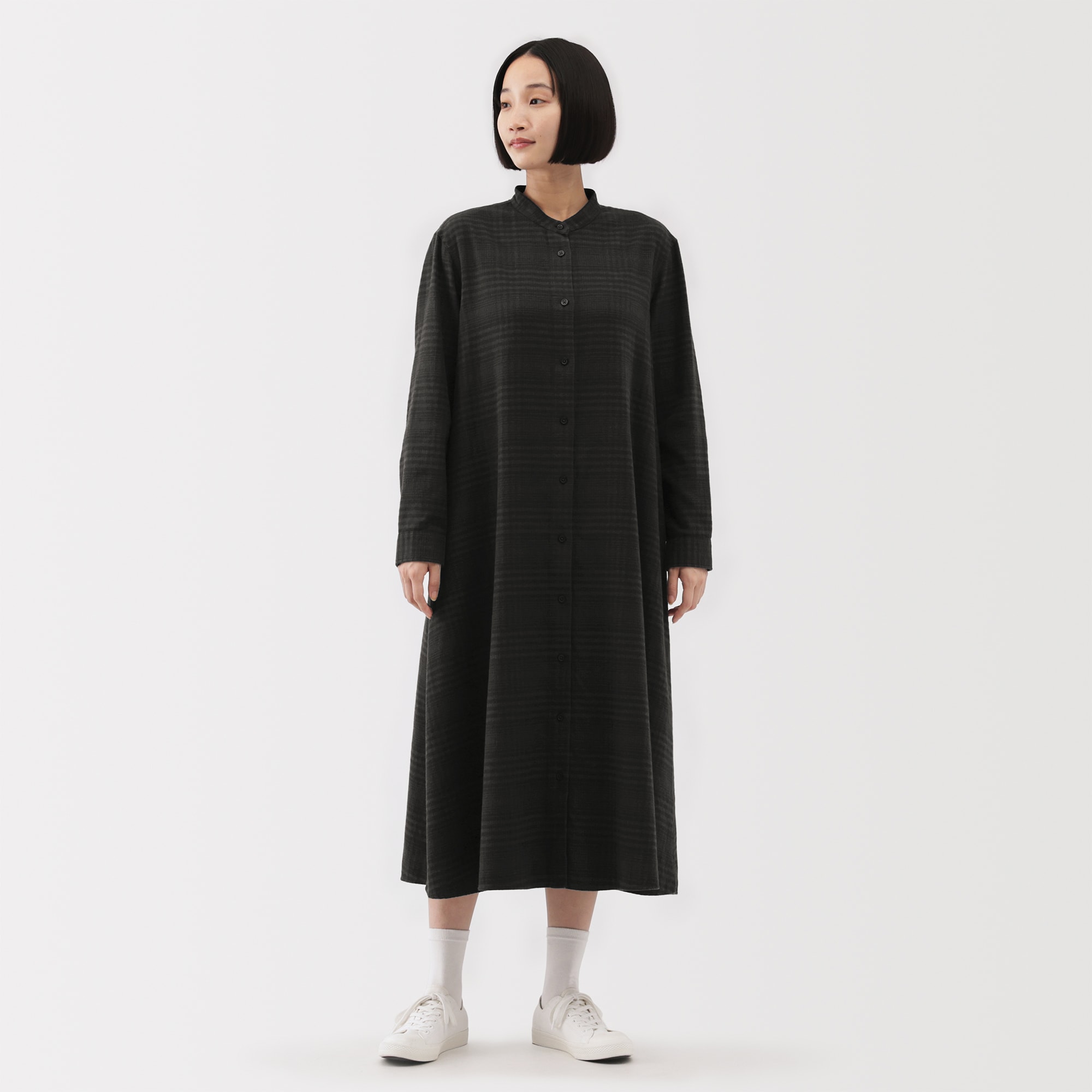 希少•美品【ウール•フランネル／スタンドカラー】イザベルマラン／シャツワンピース Amazon.co.jp: 無印良品 ワンピース 両面起毛フランネルスタンド