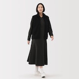 婦人　両面起毛フランネルスタンドカラー長袖ワンピース