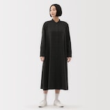 婦人　両面起毛フランネルスタンドカラー長袖ワンピース