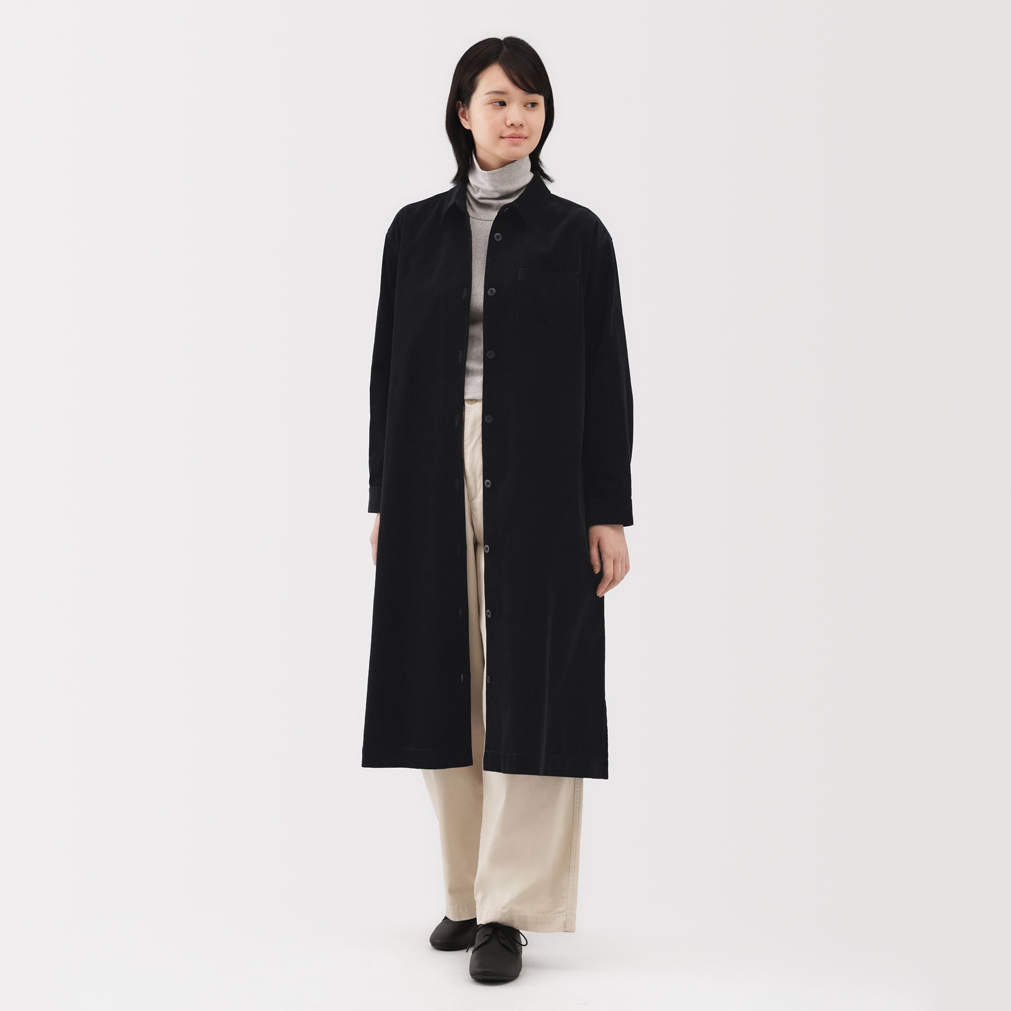 婦人 木の実から作ったカポック混コーデュロイ長袖ワンピース | 無印良品