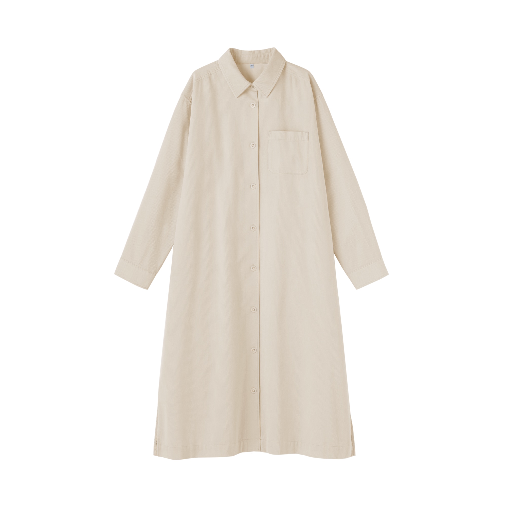 婦人　木の実から作ったカポック混コーデュロイ長袖ワンピース