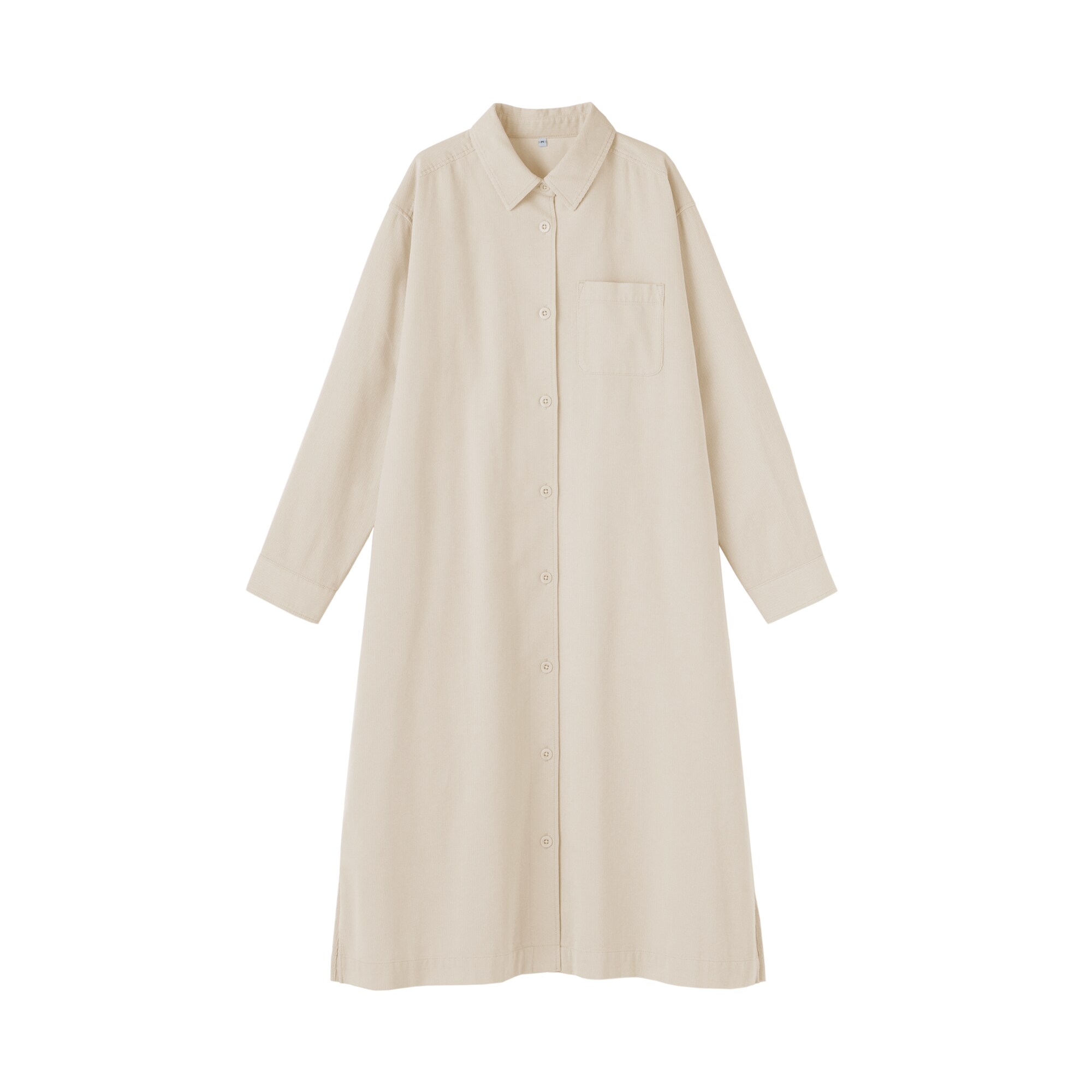 婦人　木の実から作ったカポック混コーデュロイ長袖ワンピース