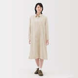 婦人　木の実から作ったカポック混コーデュロイ長袖ワンピース