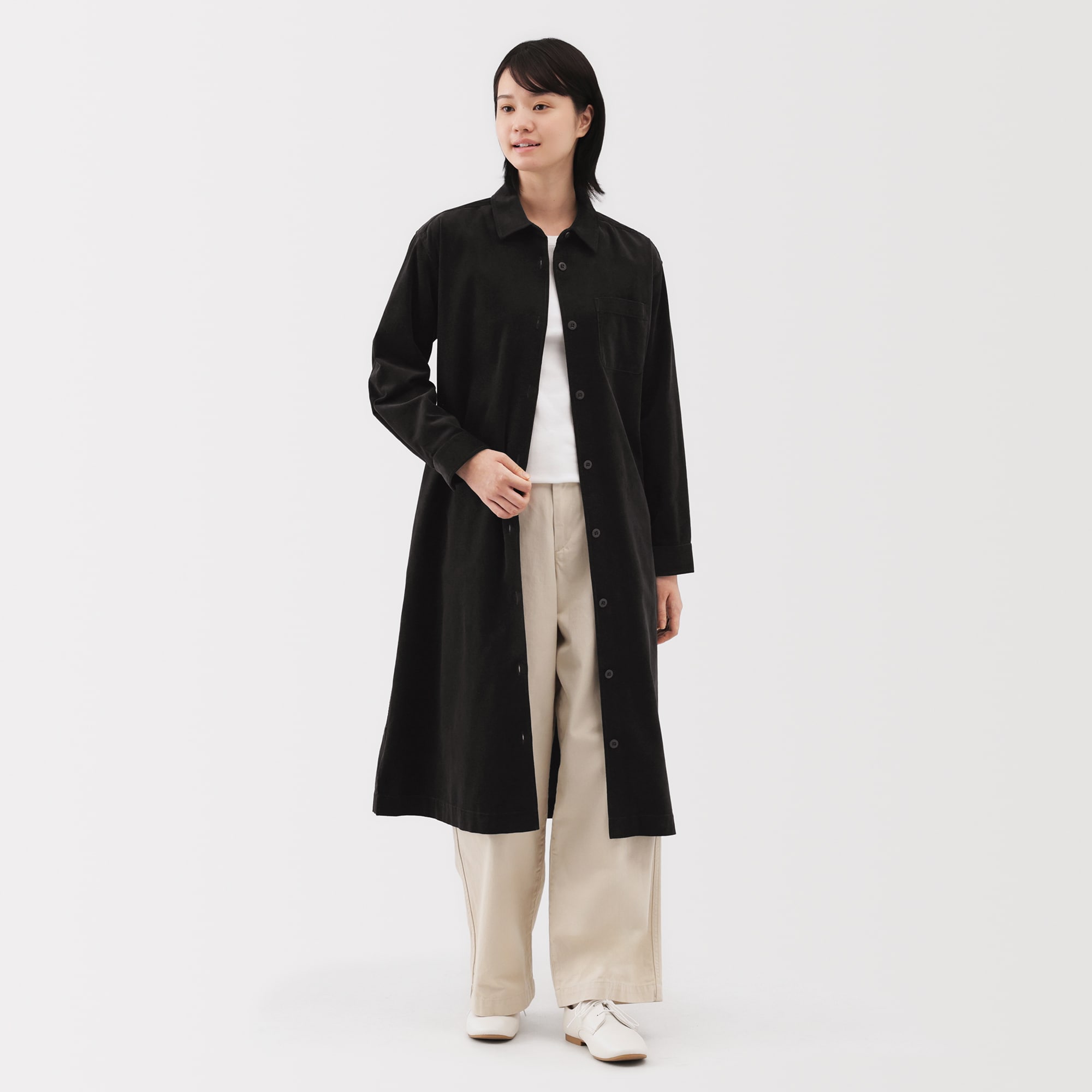 婦人 木の実から作ったカポック混コーデュロイ長袖ワンピース | 無印良品