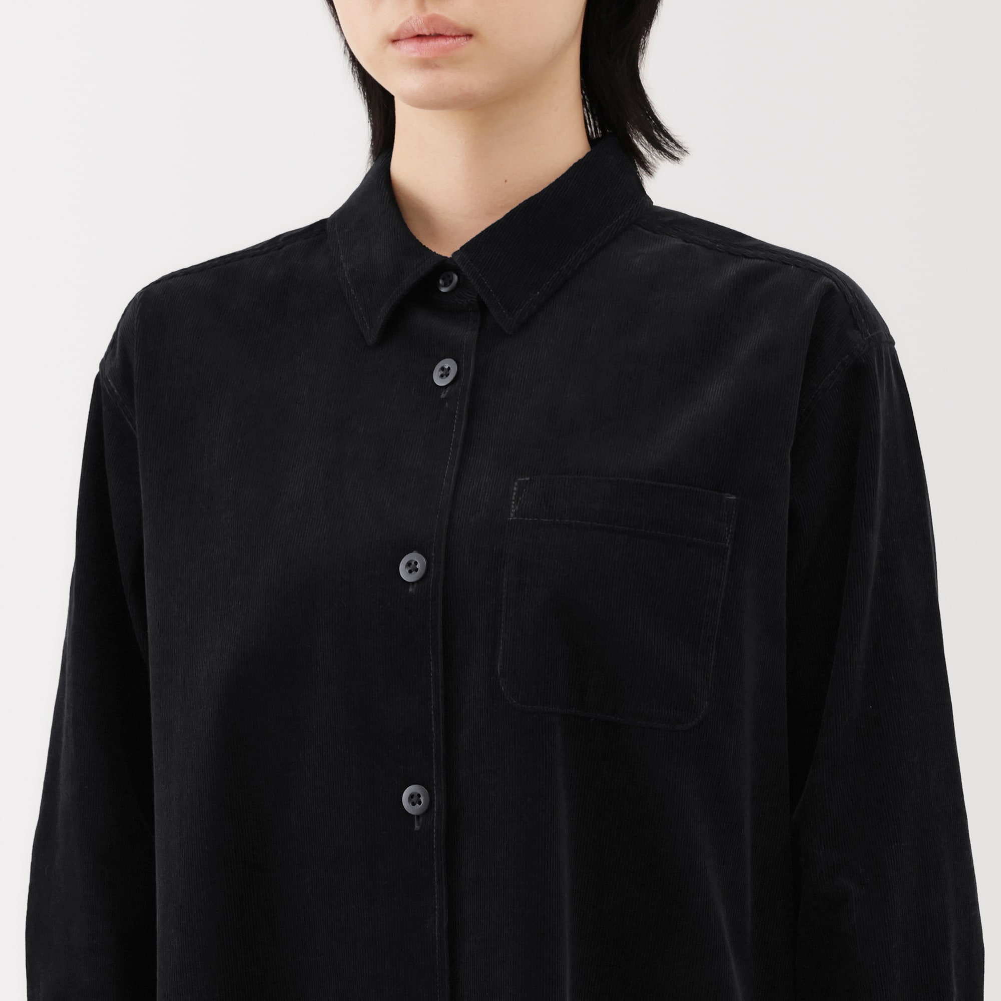 婦人　木の実から作ったカポック混コーデュロイ長袖ワンピース