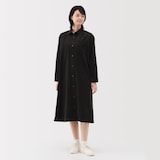 婦人　木の実から作ったカポック混コーデュロイ長袖ワンピース