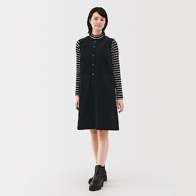 婦人　木の実から作ったカポック混コーデュロイジャンパースカート