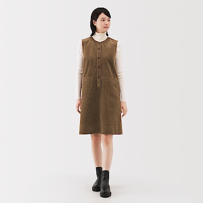 婦人　木の実から作ったカポック混コーデュロイジャンパースカート