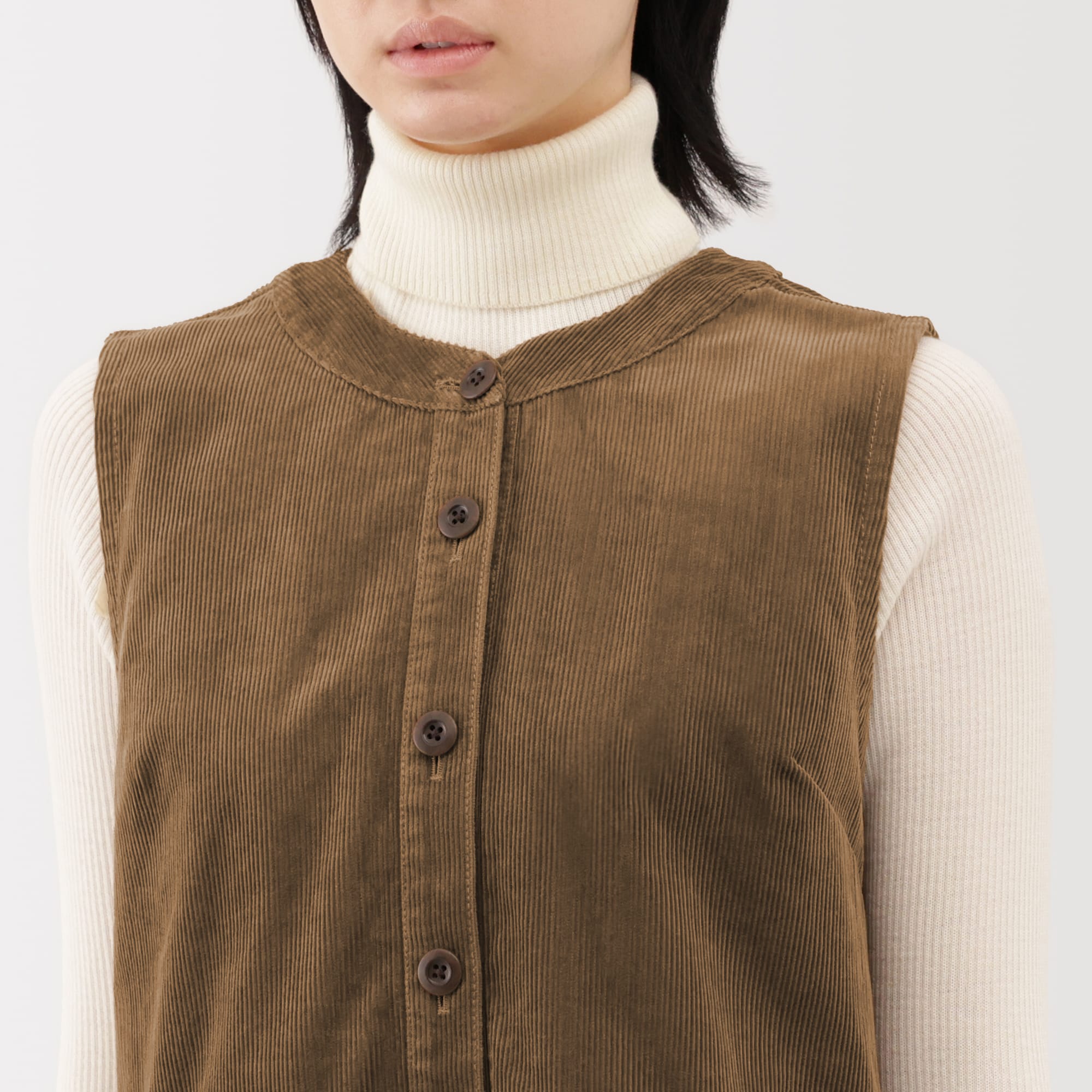 婦人　木の実から作ったカポック混コーデュロイジャンパースカート